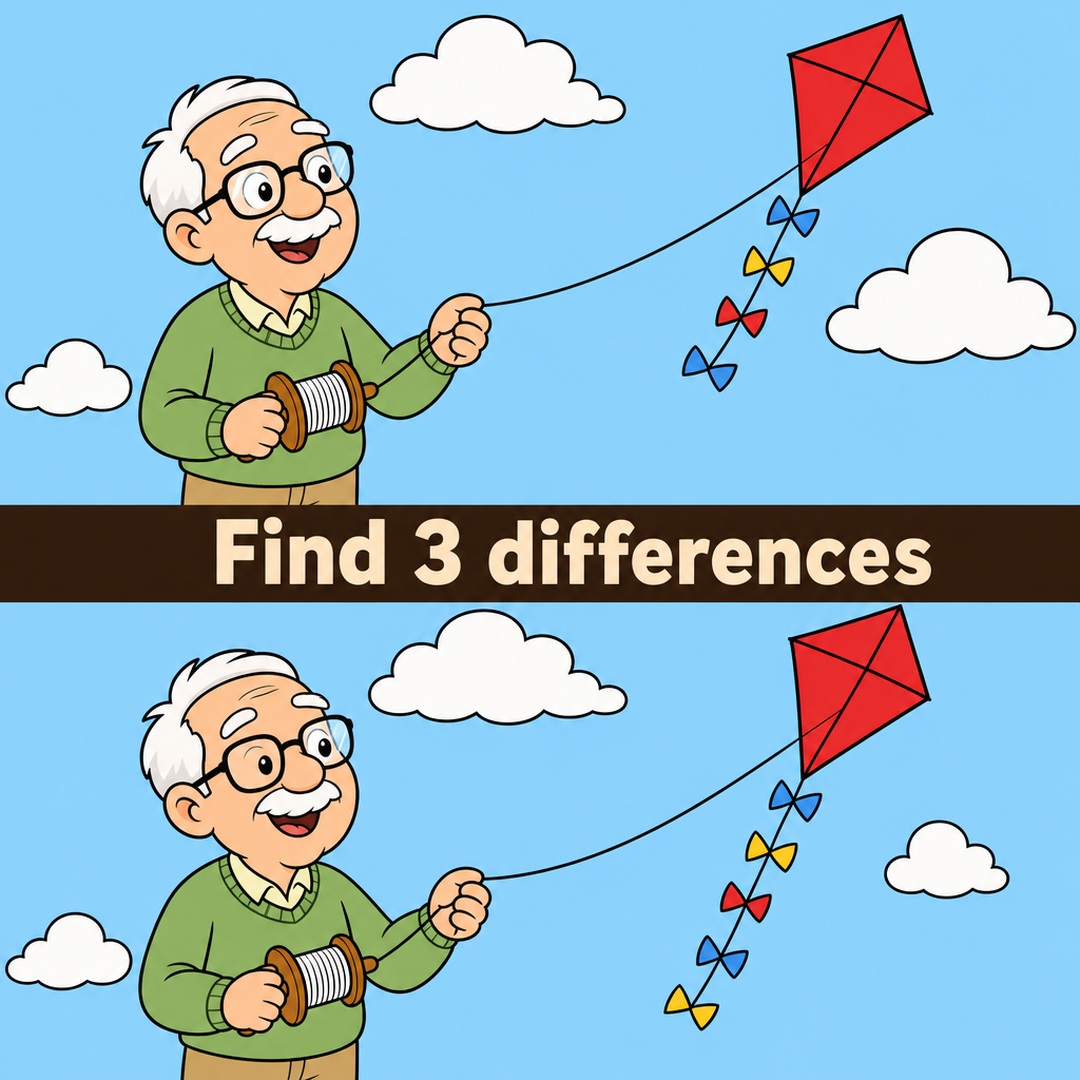 Find the 3 Differences: Kite Puzzle Answer