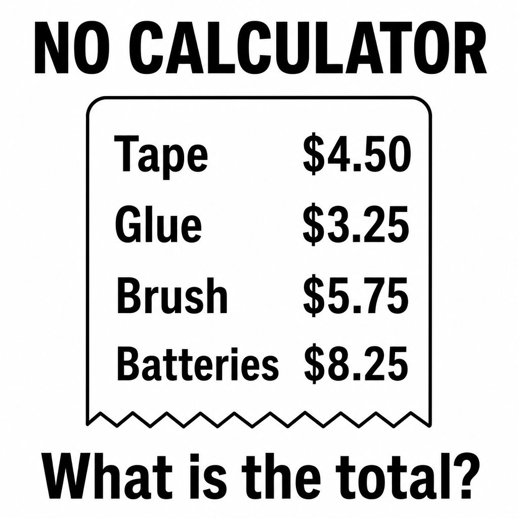 Answer: Hardware Store Receipt Math Puzzle