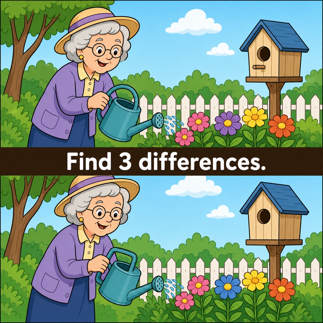 Find the 3 Differences: Garden Puzzle Answer