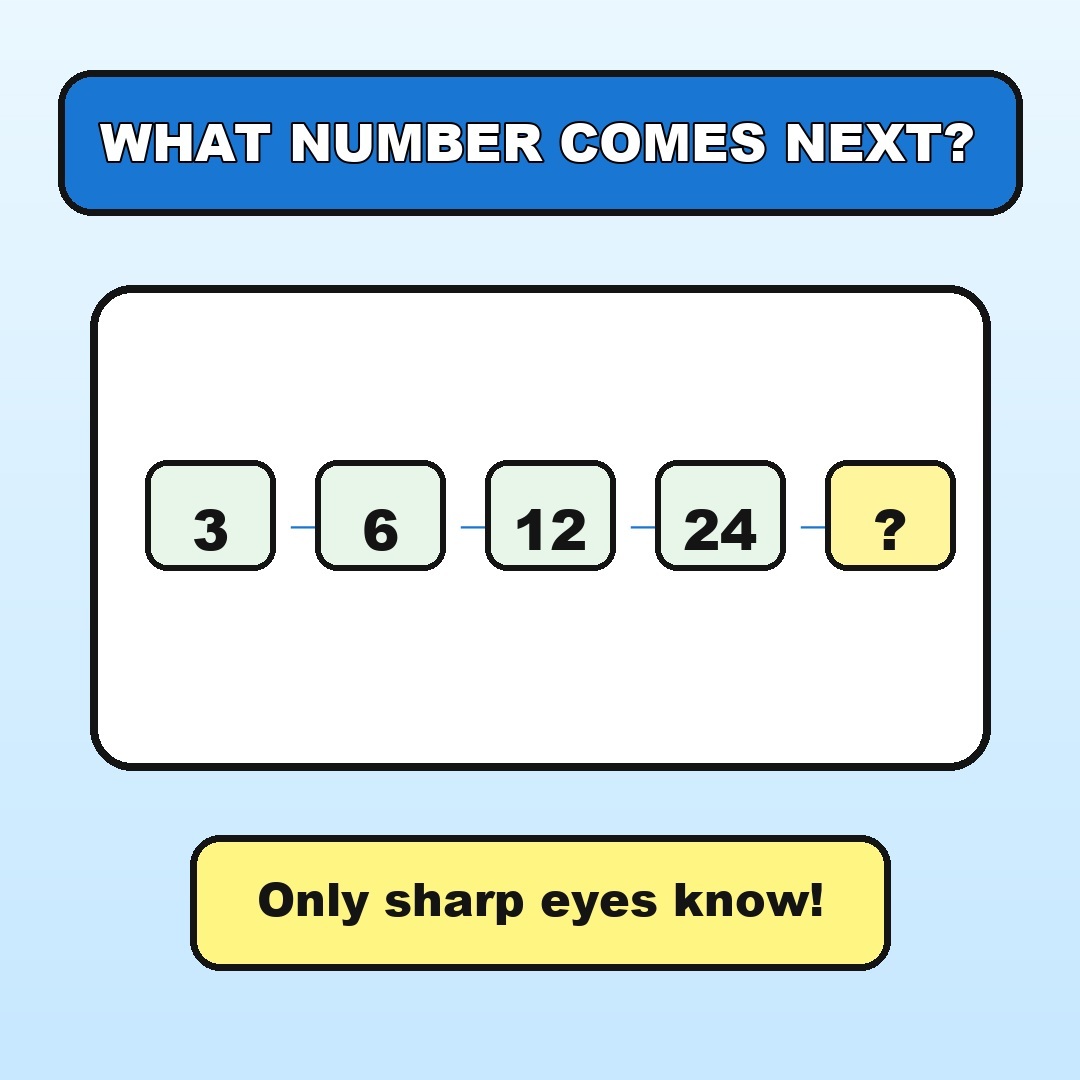 Answer: 3, 6, 12, 24, ?