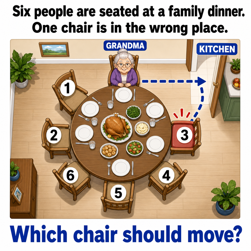 Which Chair Should Move? Dinner Logic Puzzle Answer