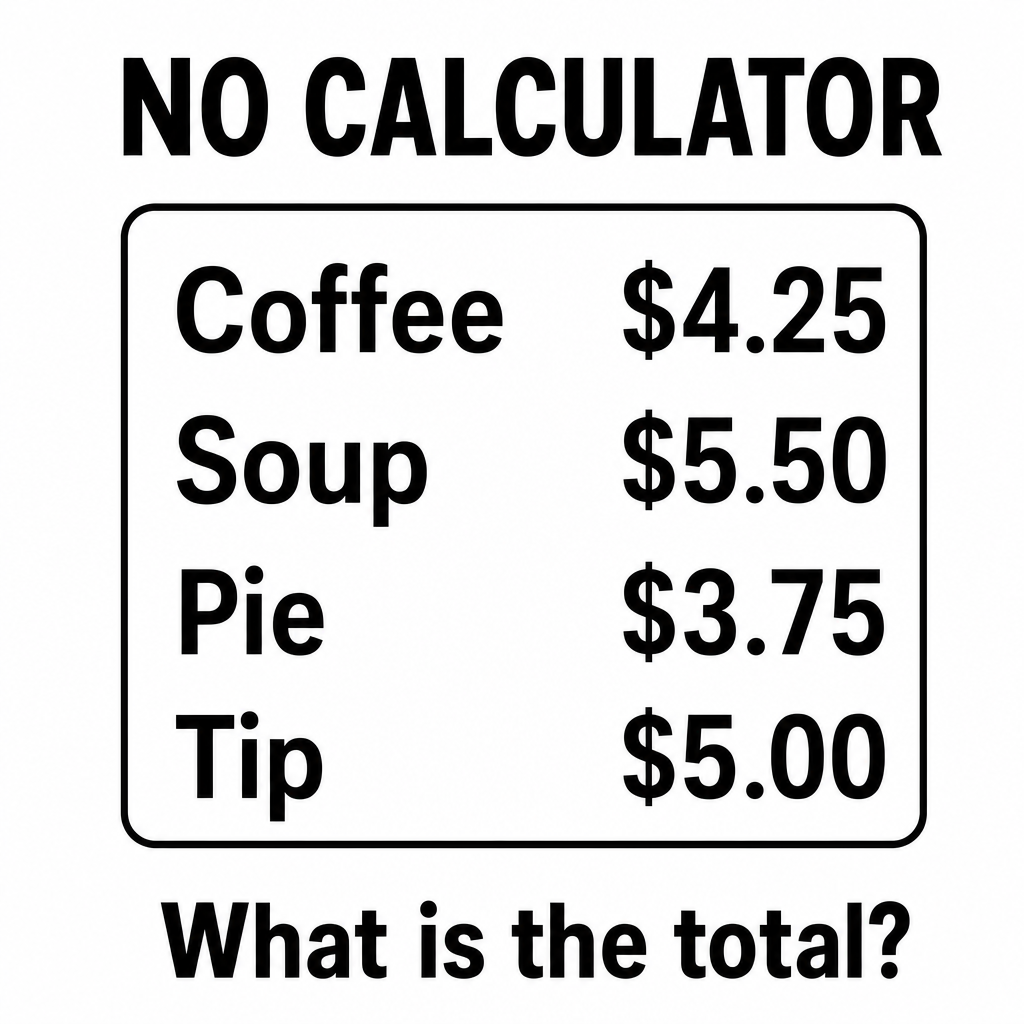 Answer: Cafe Receipt Math Puzzle