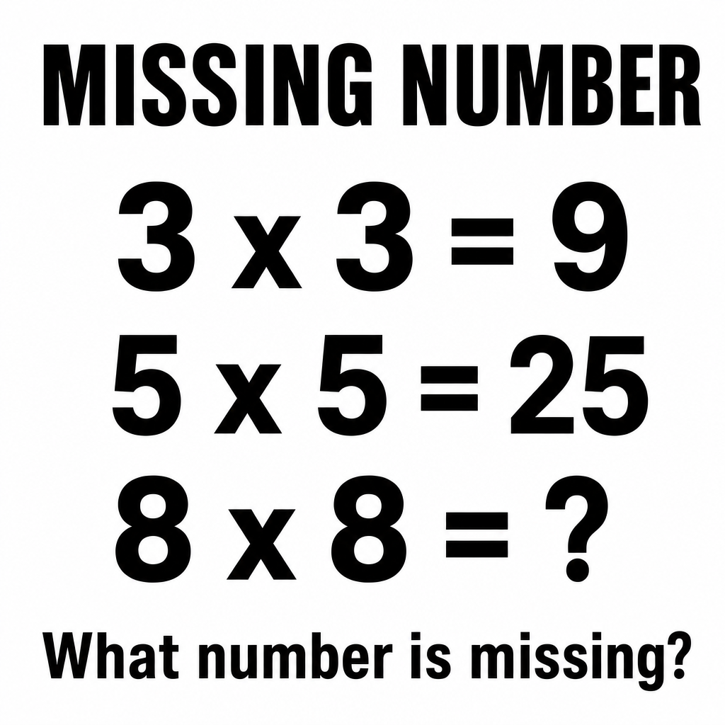 Answer: Missing Number Square Pattern Puzzle