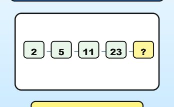 Answer: 2, 5, 11, 23, ?