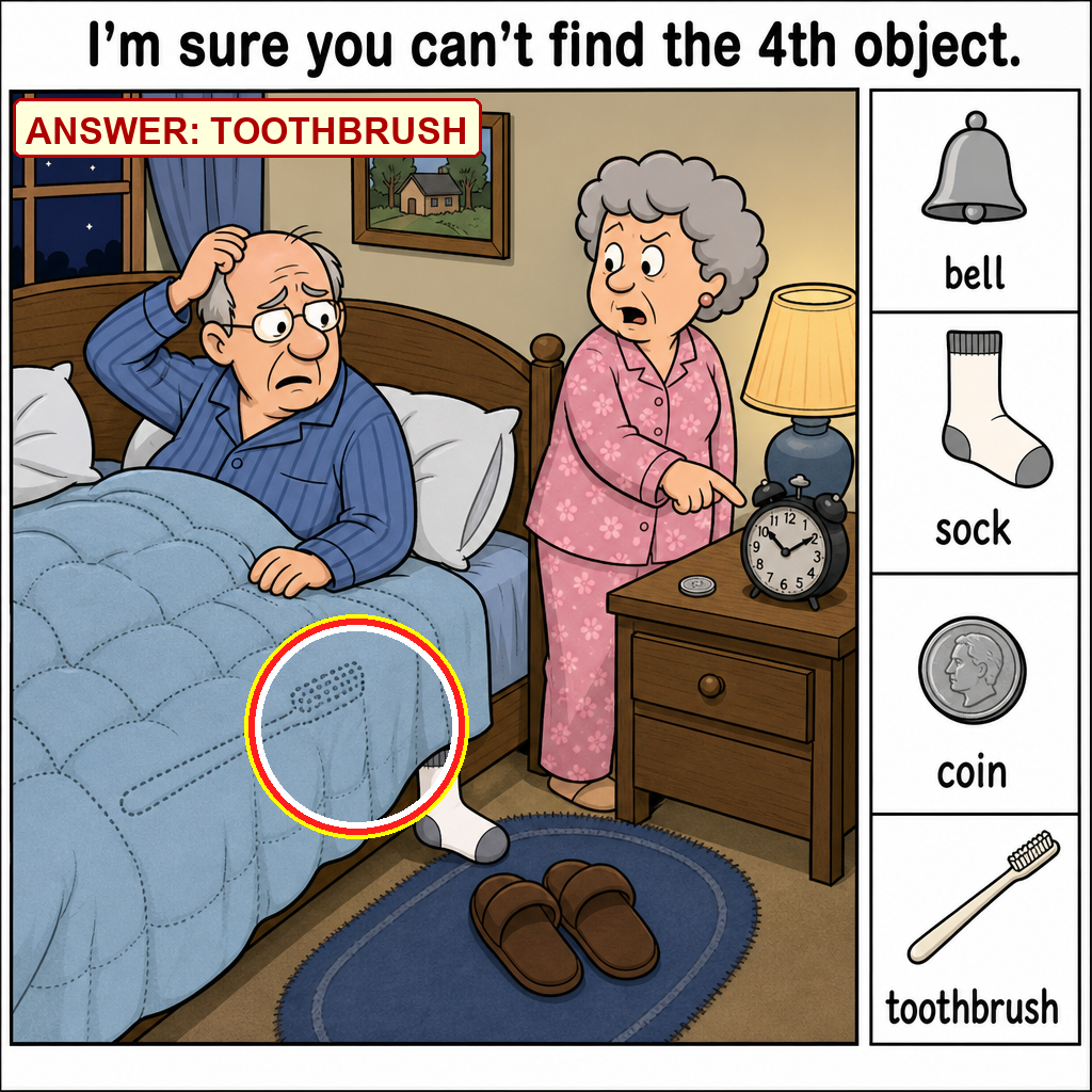 Answer showing the hidden toothbrush