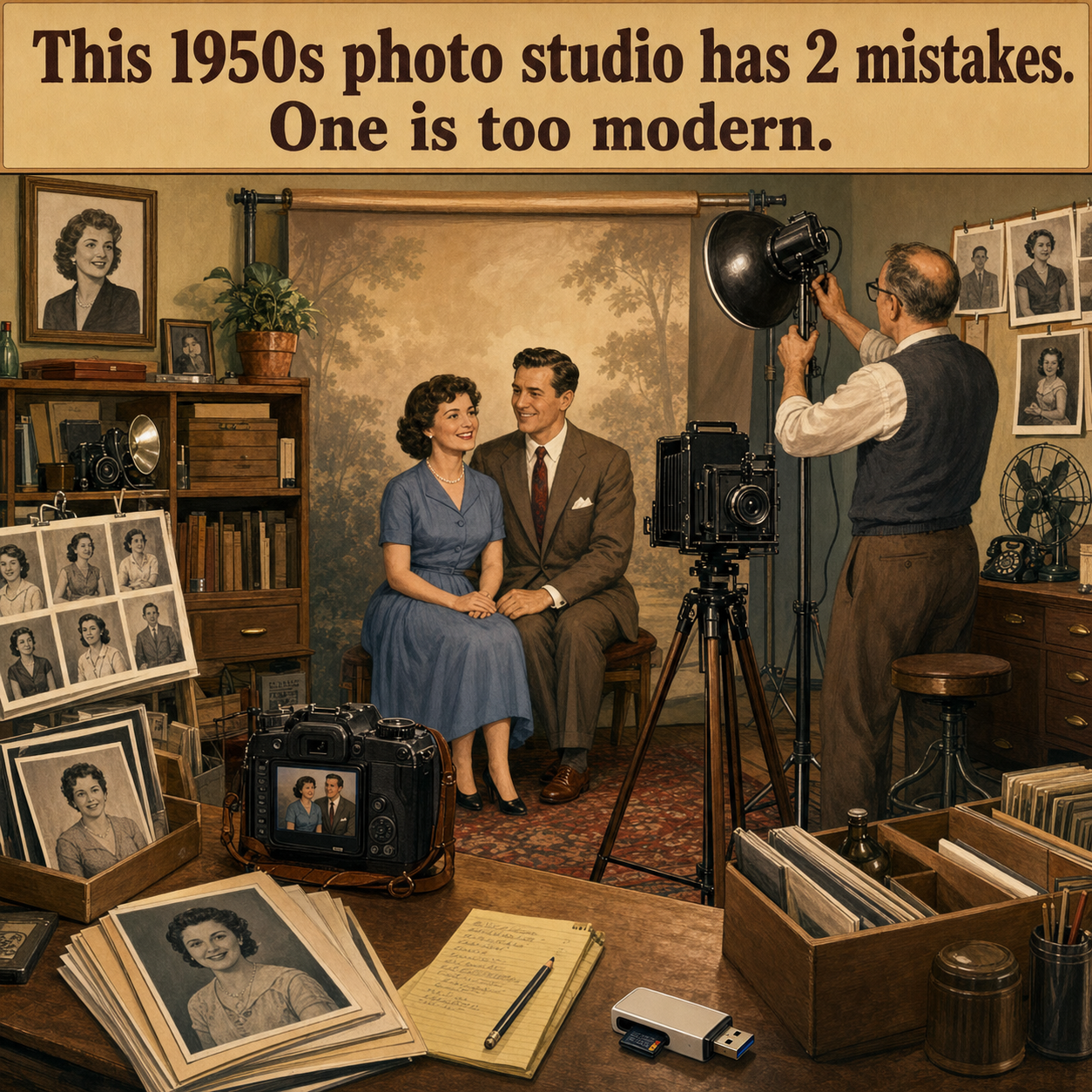 Two Things Are Wrong in This 1950s Photo Studio: Answer