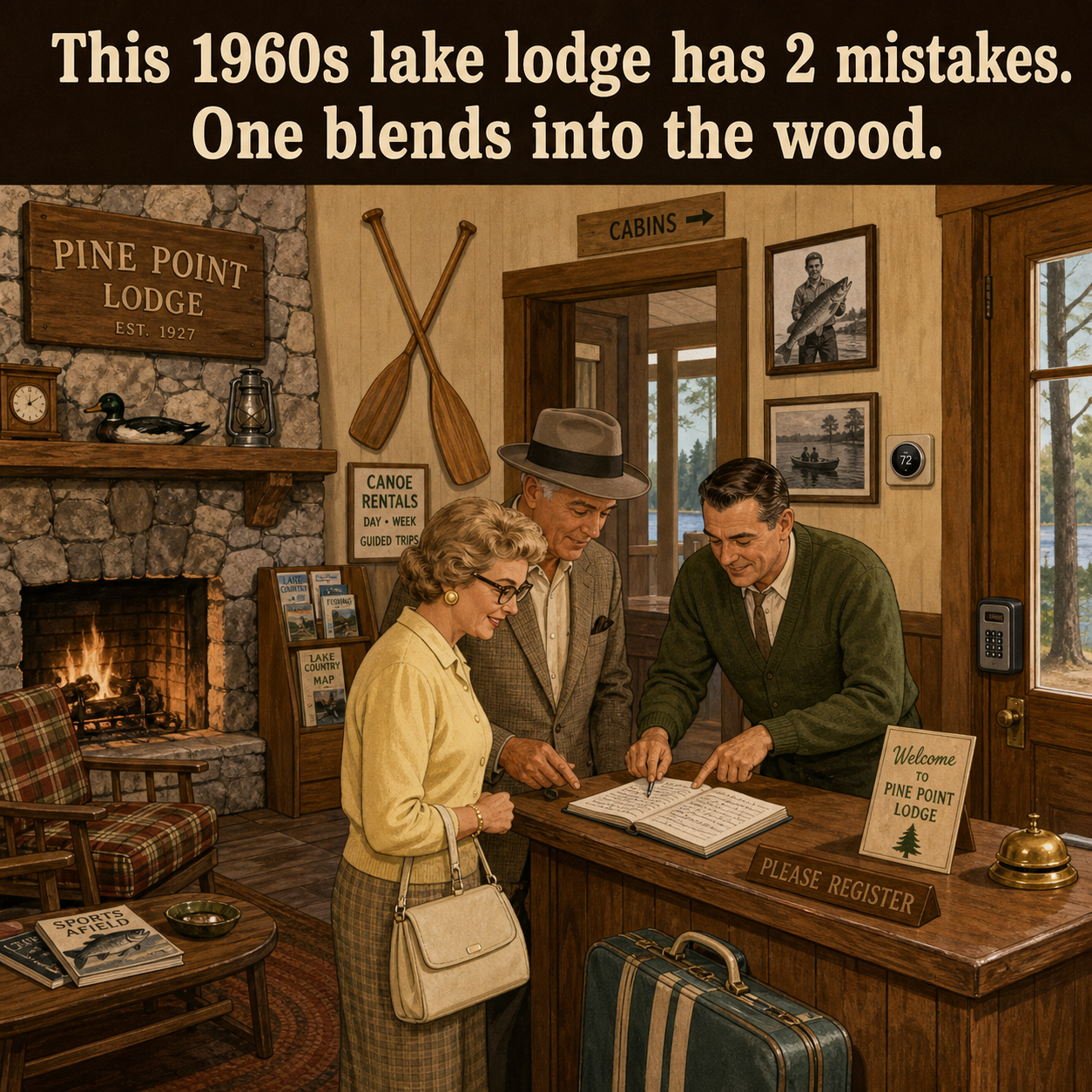 Two Things Are Wrong in This 1960s Lake Lodge: Answer