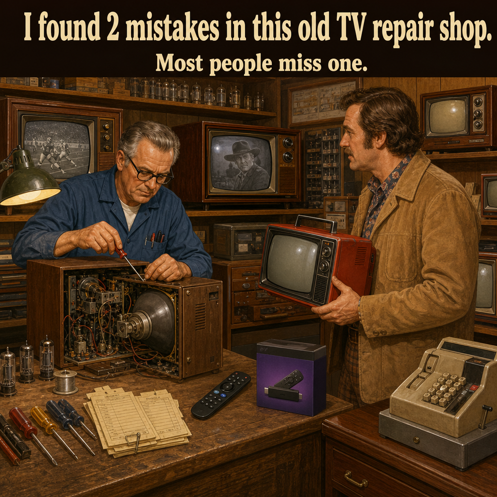 Two Things Are Wrong in This Old TV Repair Shop: Answer