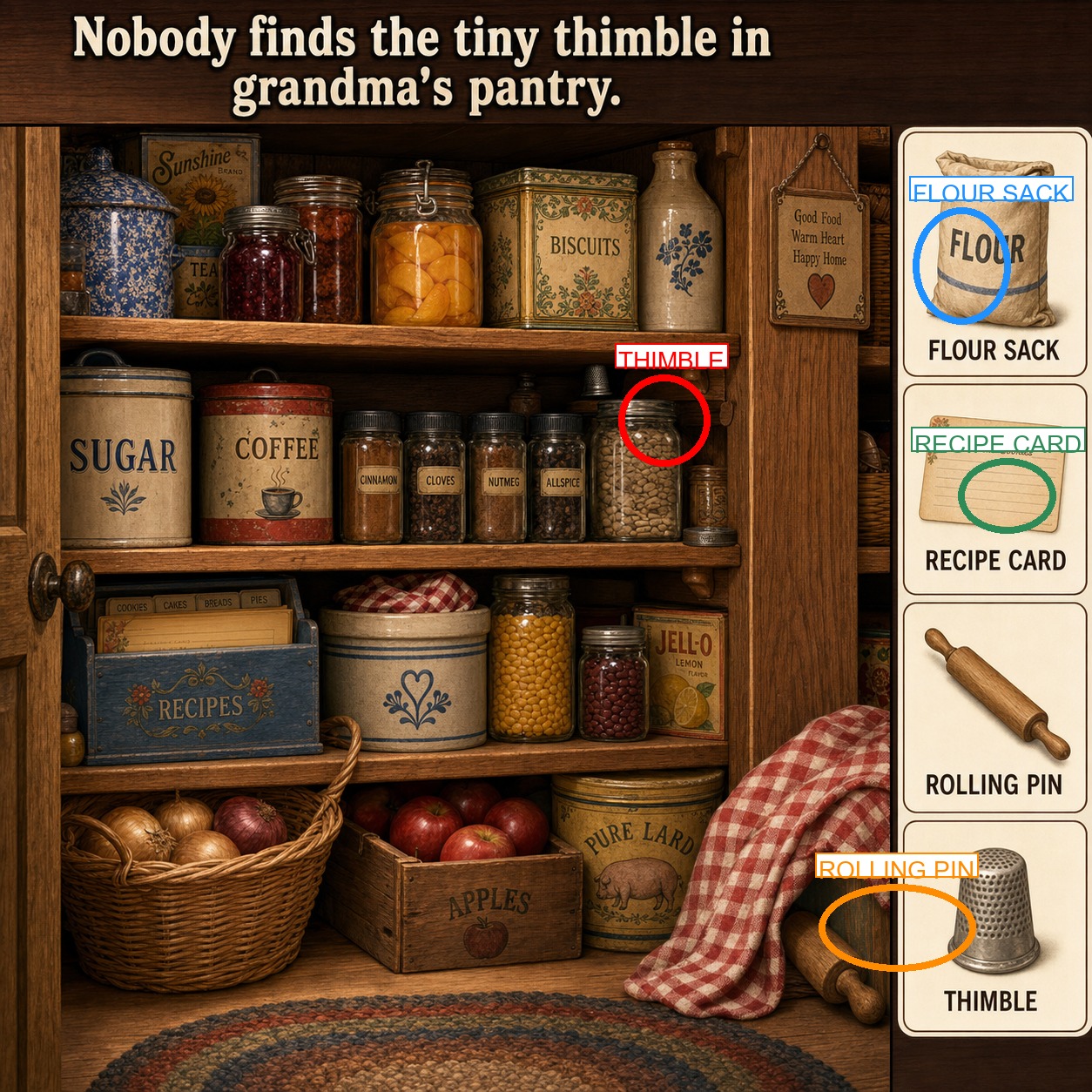 Can You Find the Tiny Thimble in Grandma?s Pantry? answer image