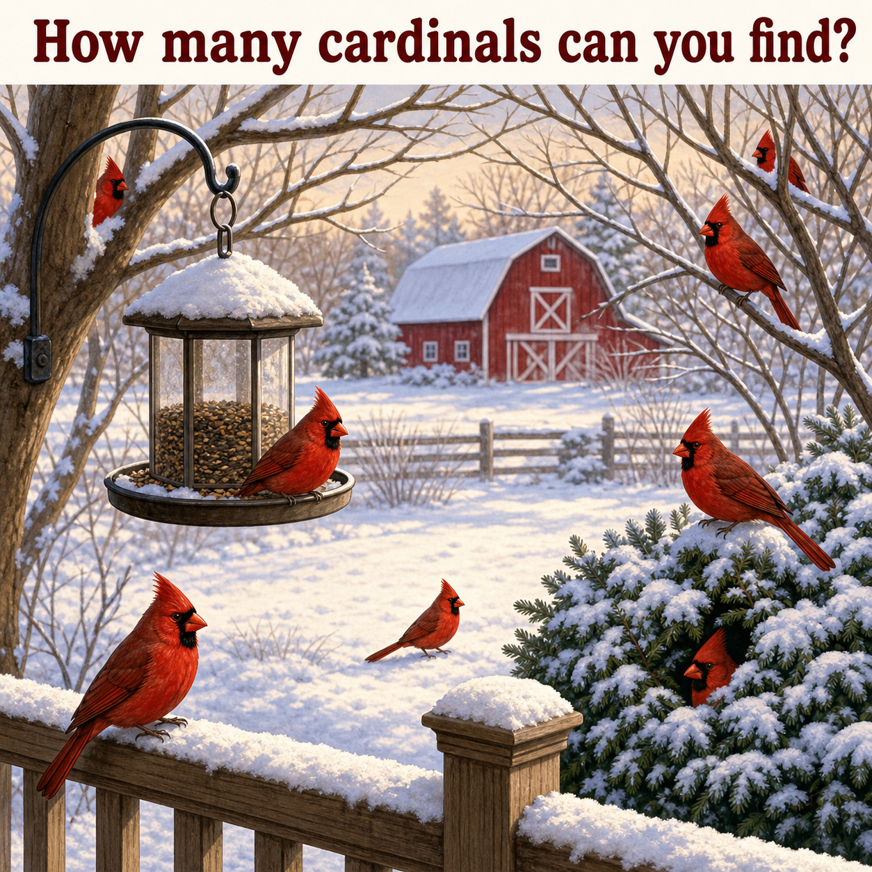 How Many Cardinals Can You Find? Answer