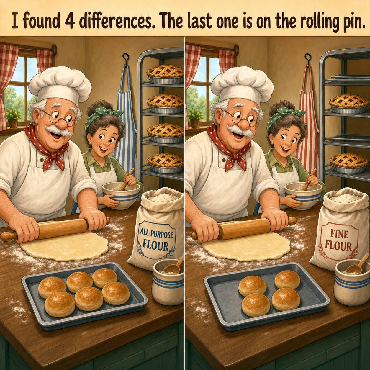 Find the 5 Differences: Funny Bakery Puzzle Answer