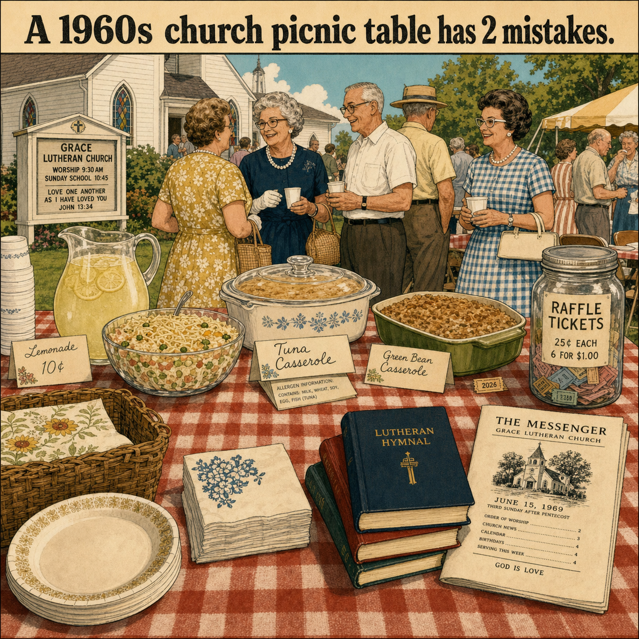 Two Things Are Wrong at This 1960s Church Picnic Table: Answer