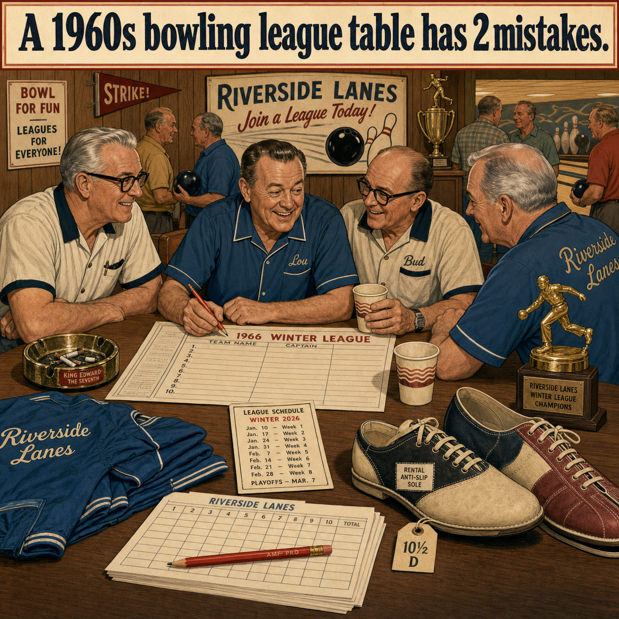 Two Things Are Wrong at This 1960s Bowling League Table: Answer
