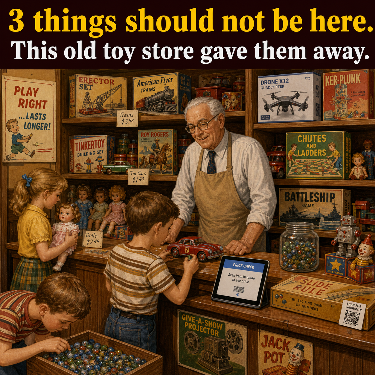 Three Things Are Wrong in This Old Toy Store: Answer
