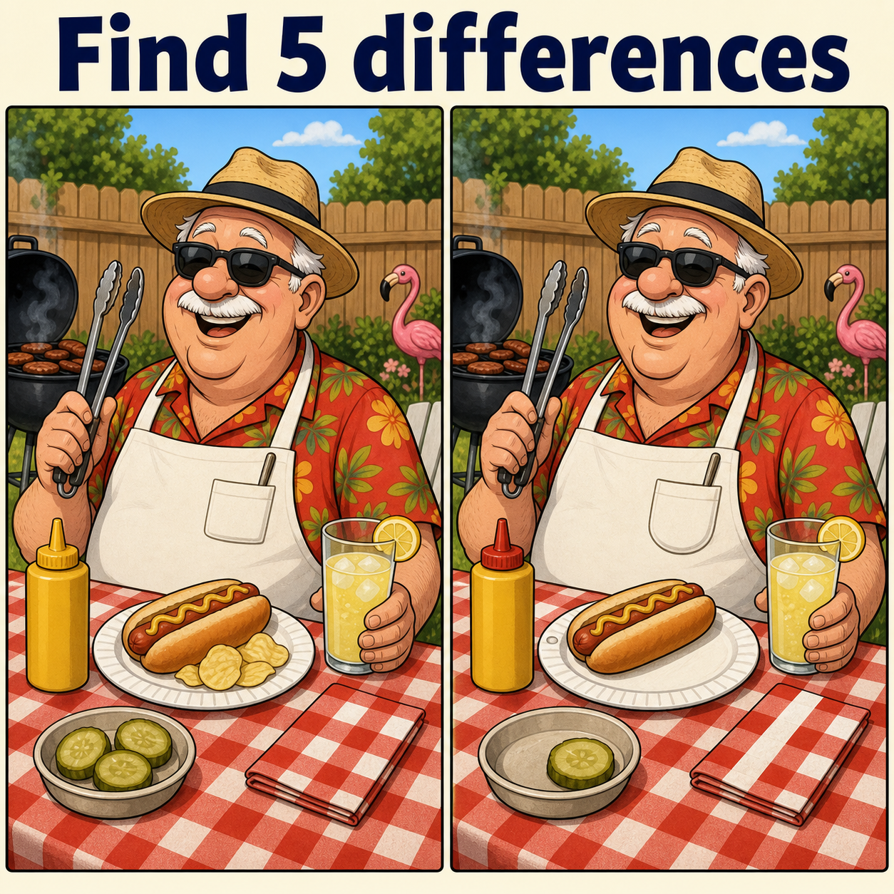 Find the 5 Differences: Backyard Barbecue Puzzle Answer