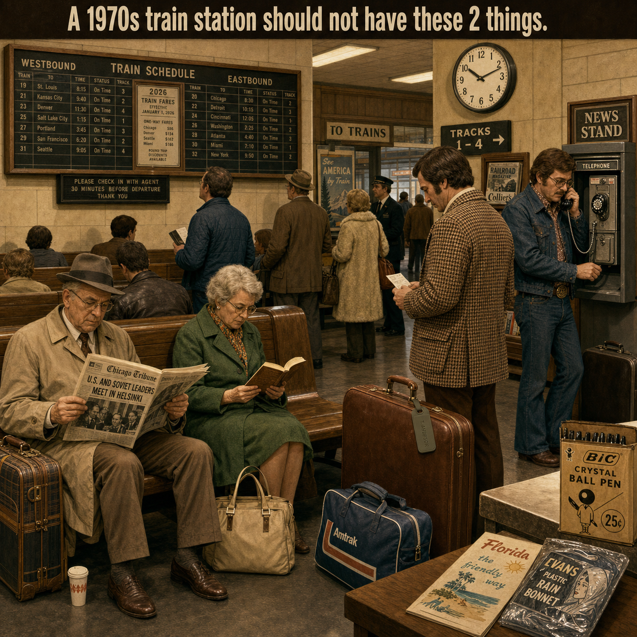 Two Things Are Wrong at This 1970s Train Station: Answer