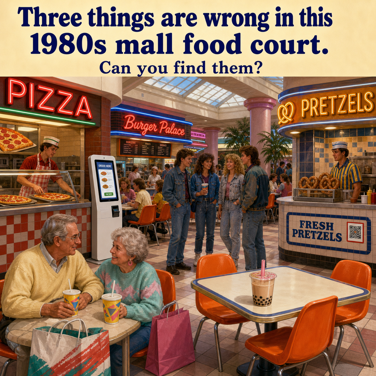 Three Things Are Wrong in This 1980s Mall Food Court: Answer