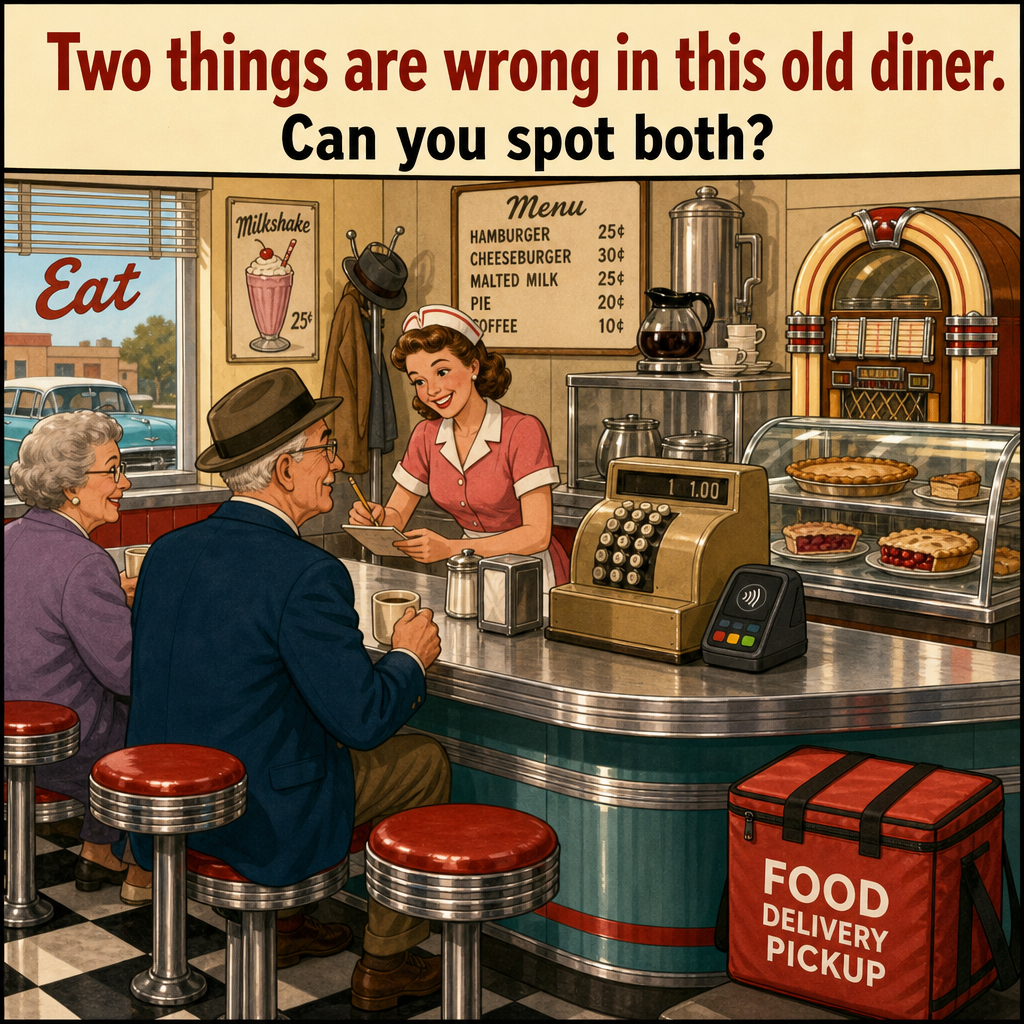Two Things Are Wrong in This Old Diner: Answer