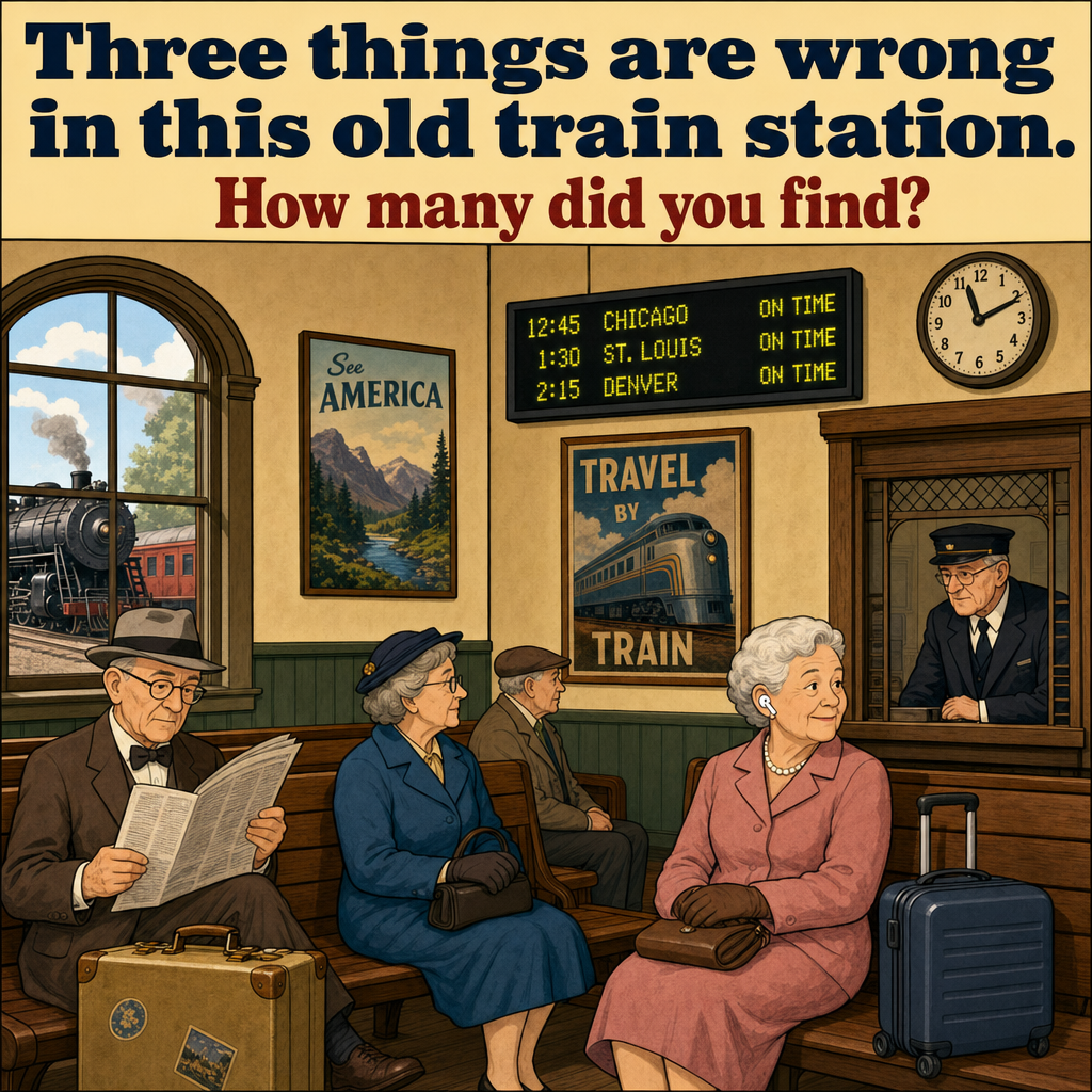 Three Things Are Wrong in This Old Train Station: Answer