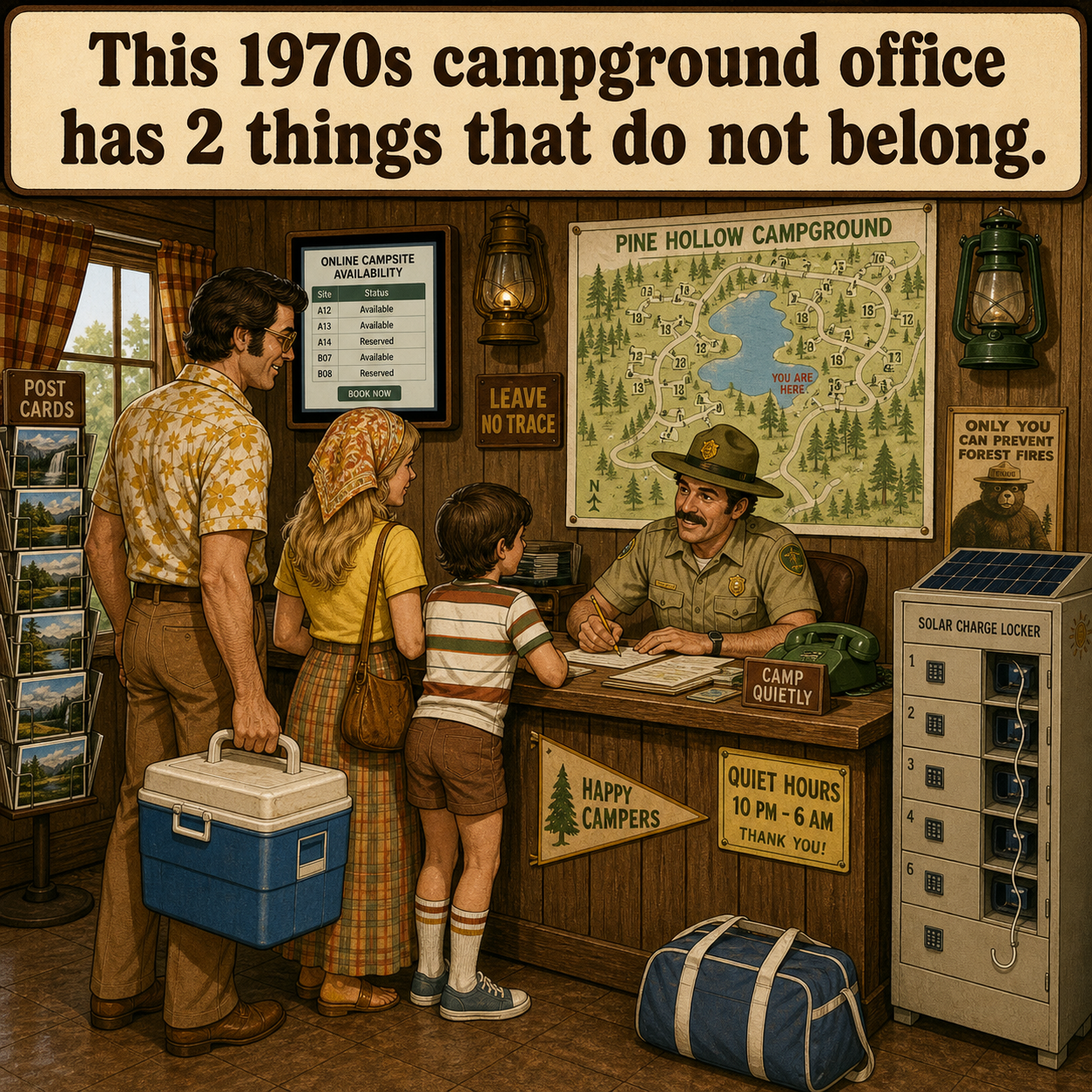 Two Things Are Wrong in This 1970s Campground Office: Answer