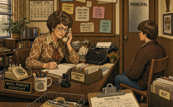 Two Things Are Wrong in This 1970s School Office: Answer