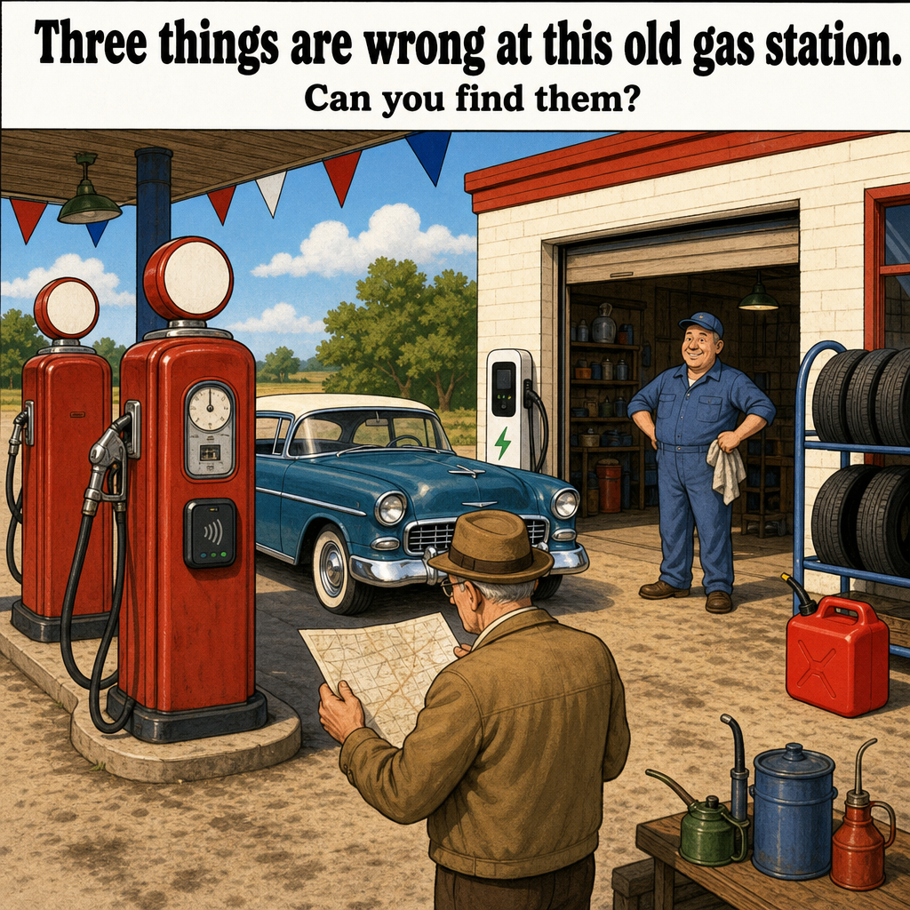 Three Things Are Wrong at This Old Gas Station: Answer