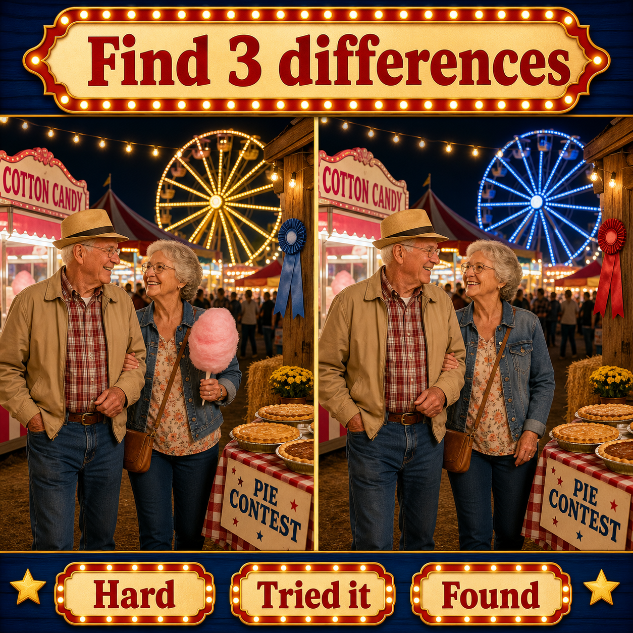 Find the 3 Differences: County Fair Night Puzzle Answer