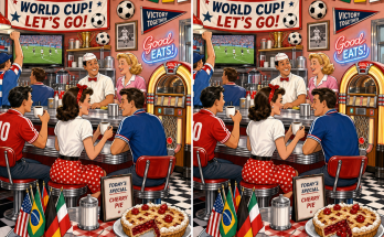Find the 5 Differences: 1950s Diner World Cup Puzzle Answer