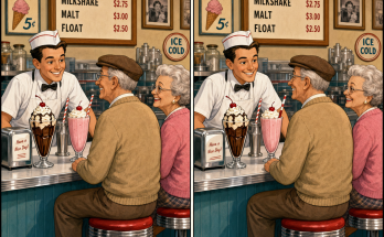 Find the 5 Differences at the 1950s Ice Cream Counter: Answer