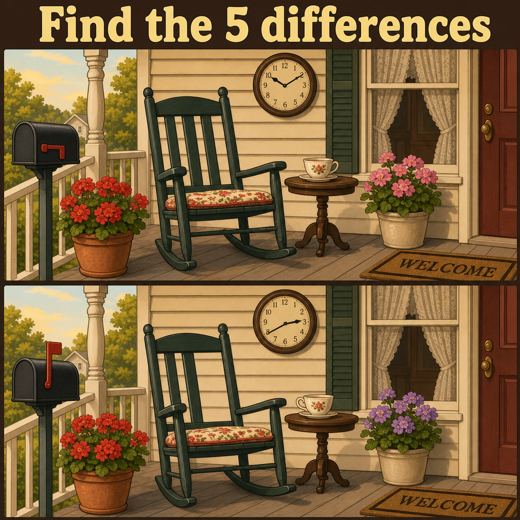 Find the 5 Differences: Front Porch Puzzle Answer