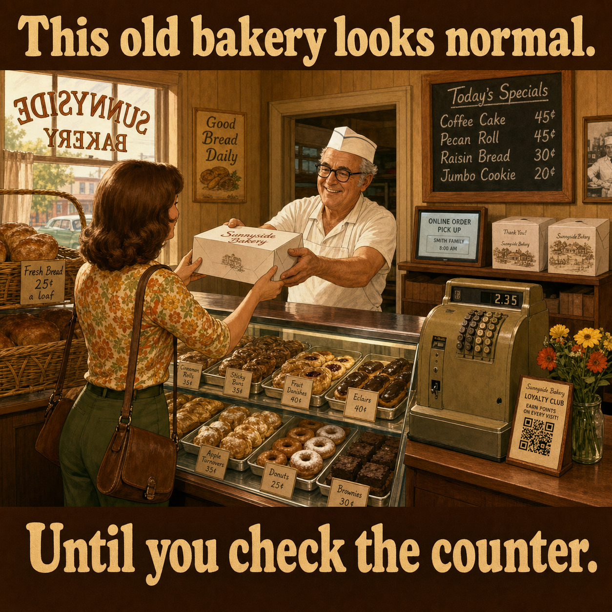 Two Things Are Wrong in This Old Bakery Counter: Answer