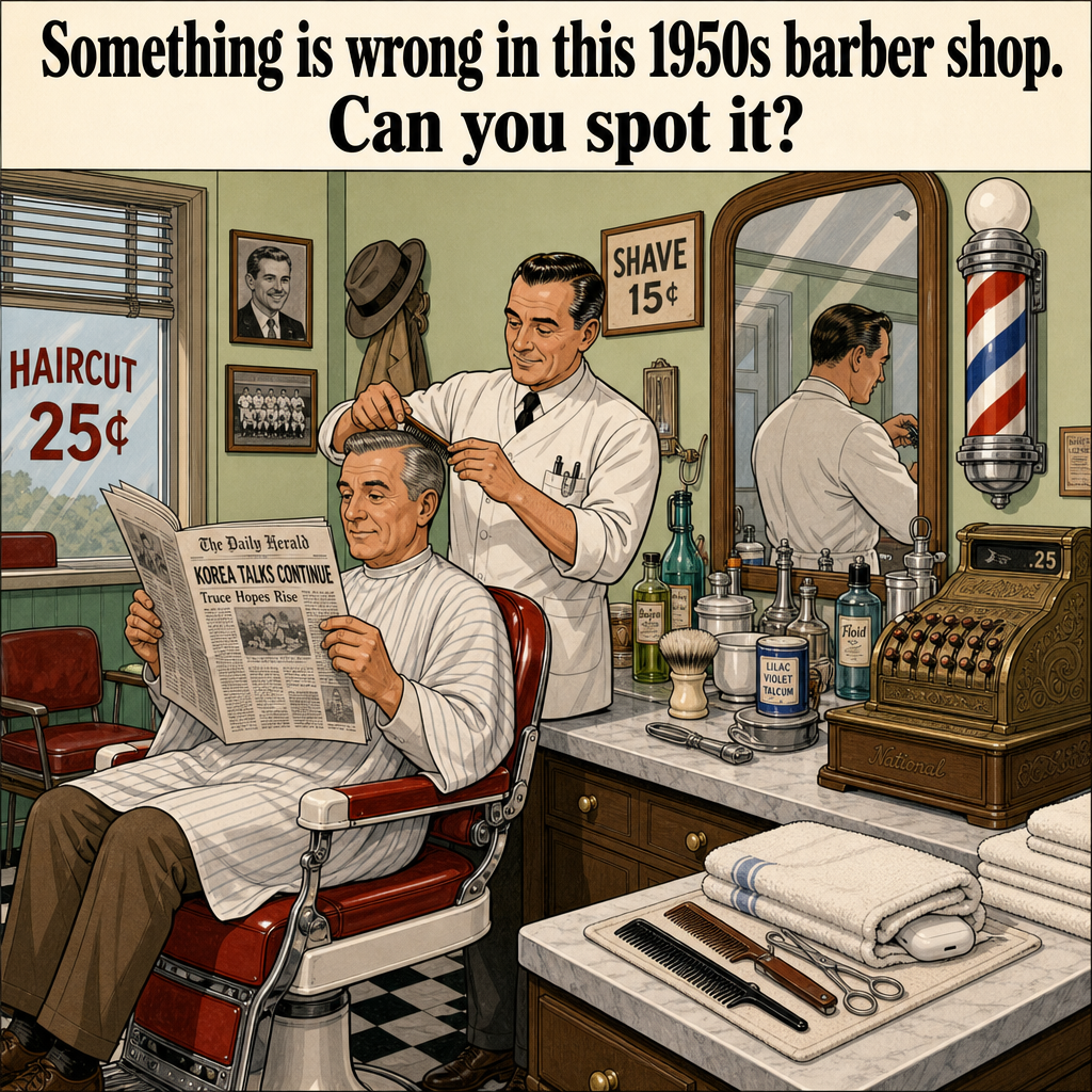 Something Is Wrong in This 1950s Barber Shop: Answer