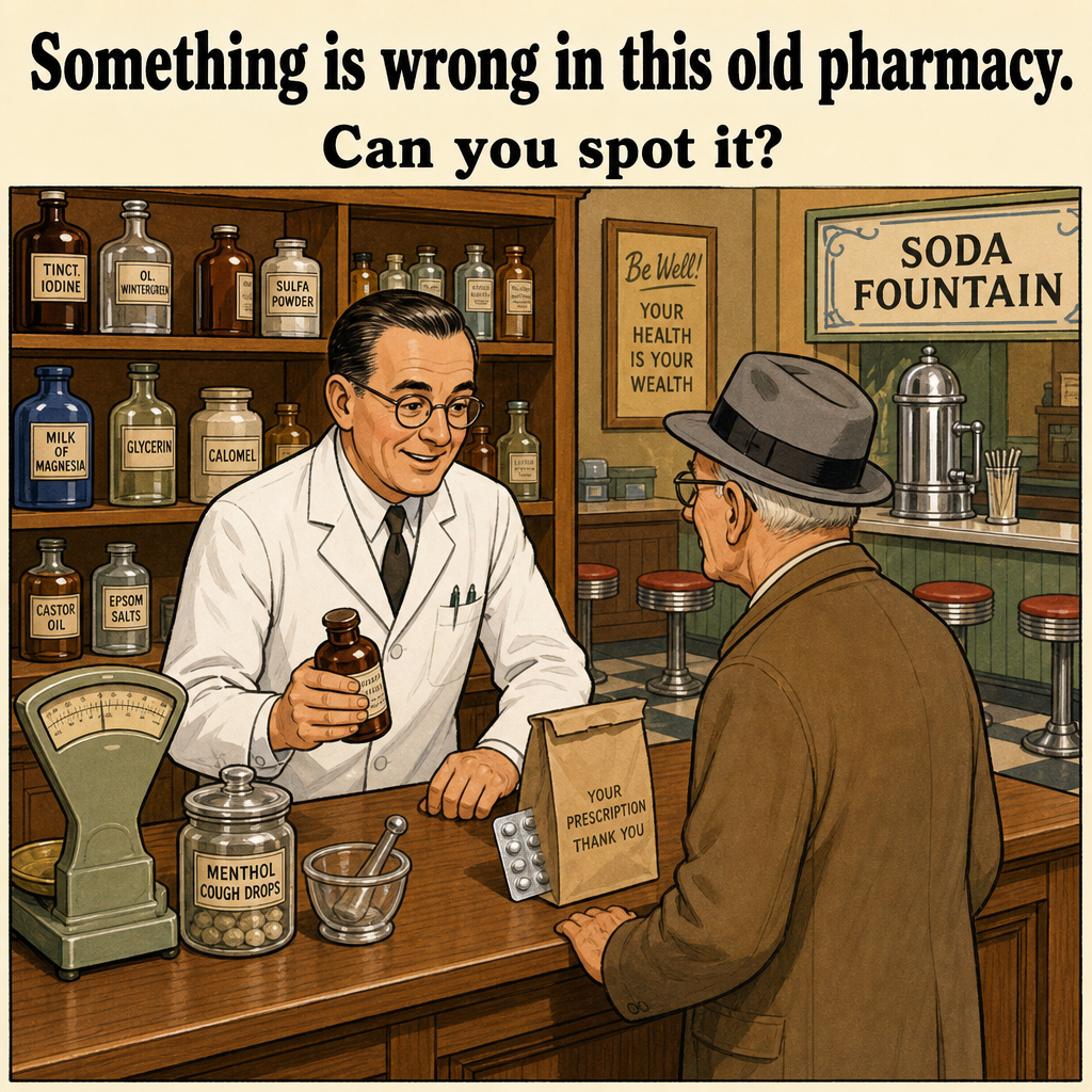 Something Is Wrong in This Old Pharmacy: Answer