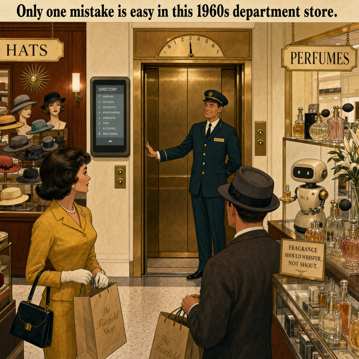 Two Things Are Wrong in This 1960s Department Store: Answer