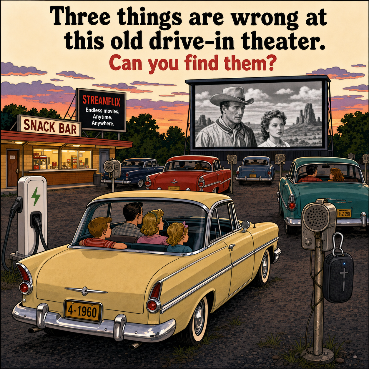 Three Things Are Wrong at This Old Drive-In Theater: Answer