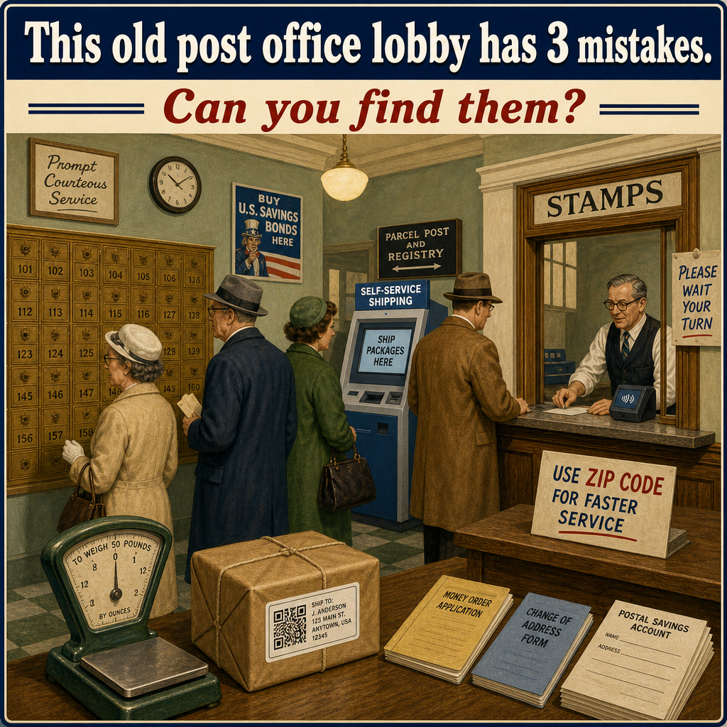 Three Things Are Wrong in This Old Post Office Lobby: Answer