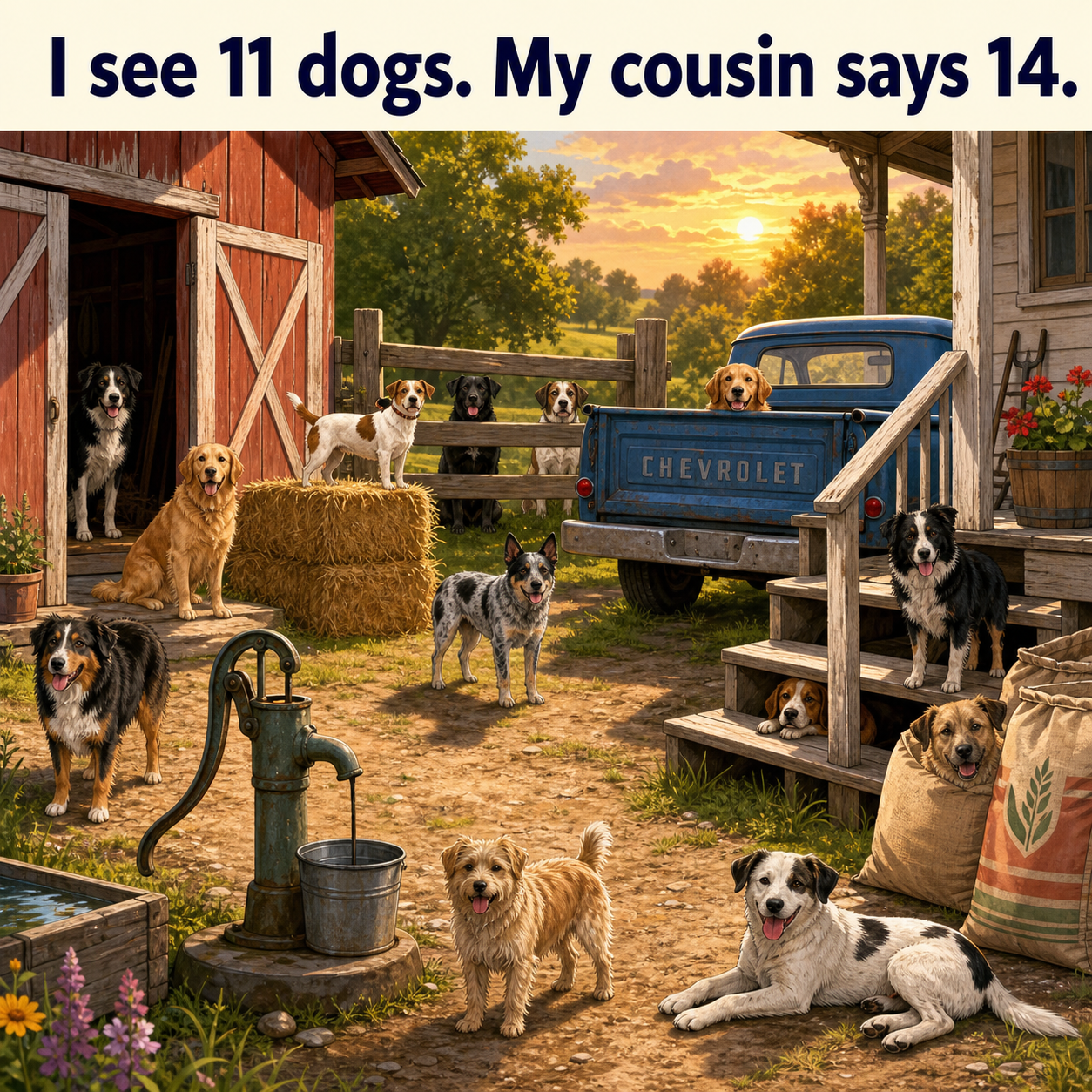 How Many Dogs Are in the Farmyard? Answer
