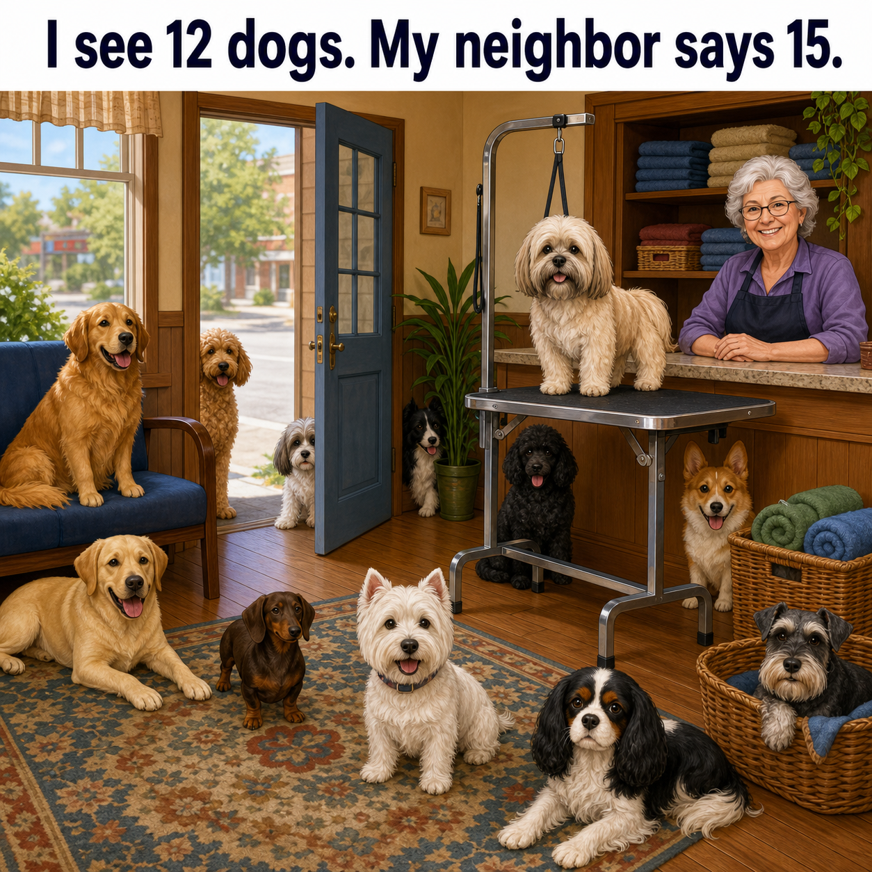 How Many Dogs Are in the Pet Grooming Shop? Answer