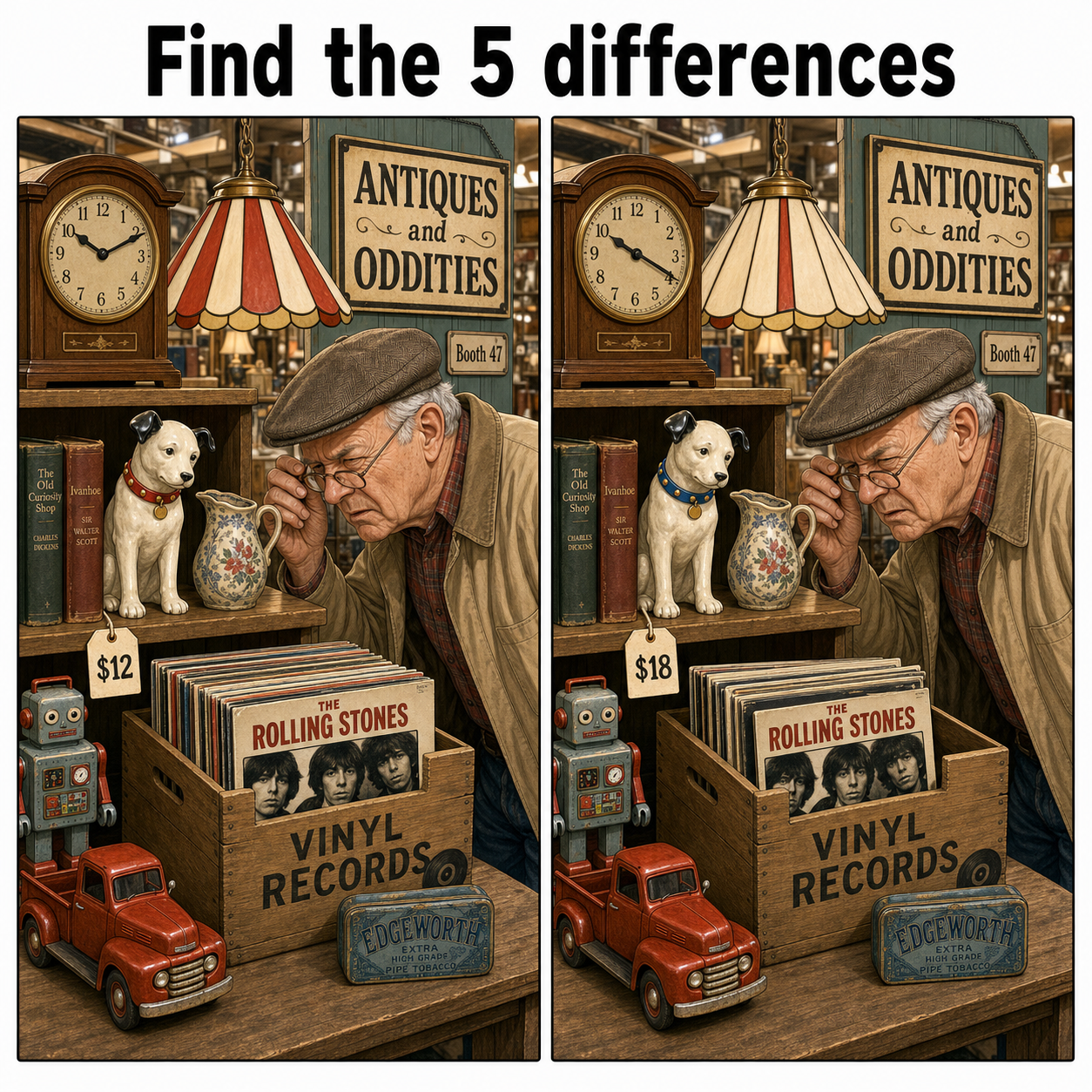 Find the 5 Differences: Antique Mall Puzzle Answer