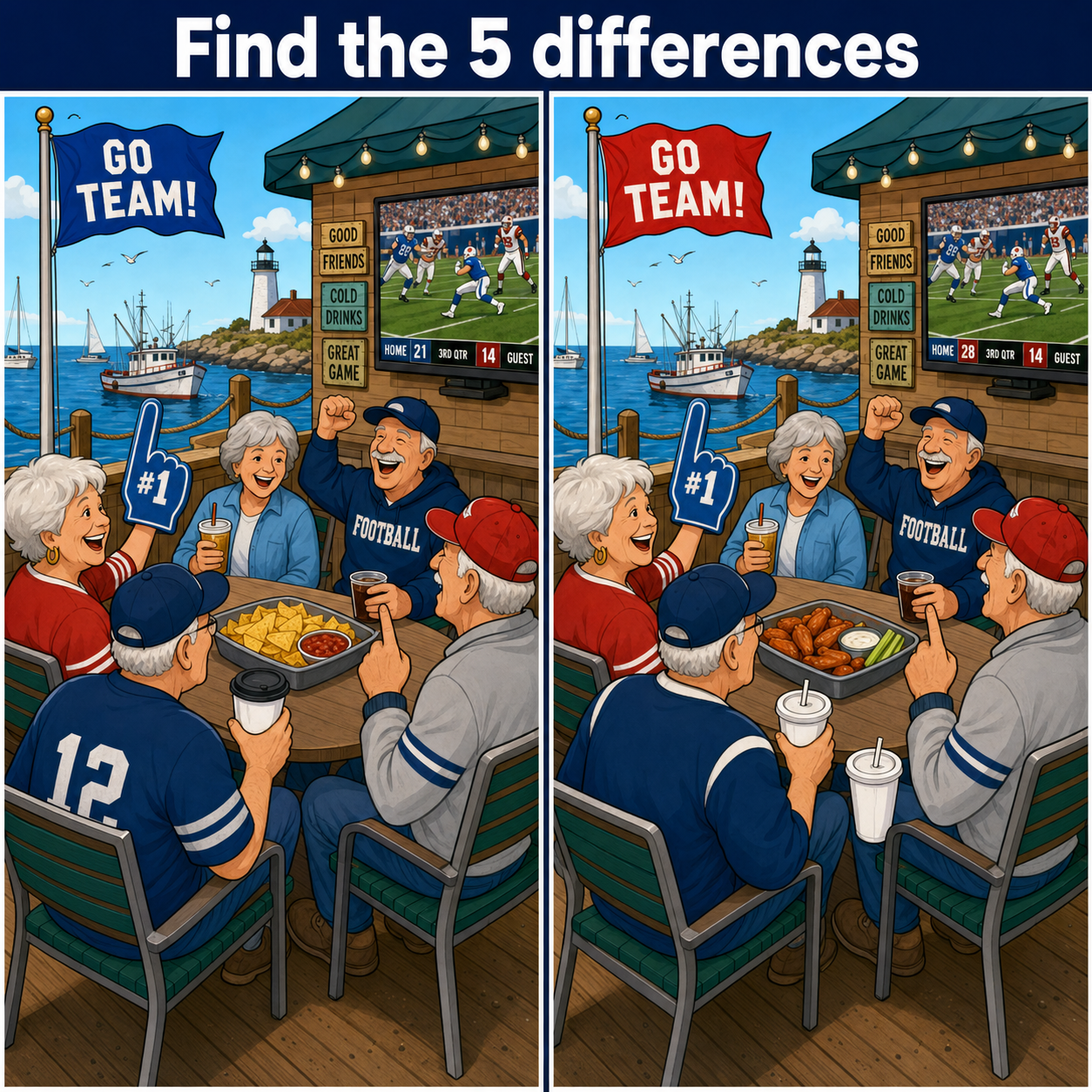 Find the 5 Differences: Harbor Watch Party Puzzle Answer