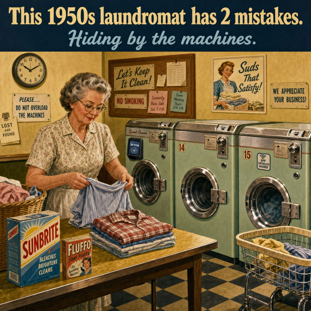 Two Things Are Wrong in This 1950s Laundromat: Answer