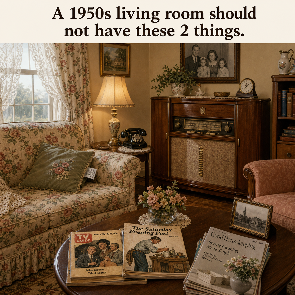 Two Things Are Wrong in This 1950s Living Room: Answer
