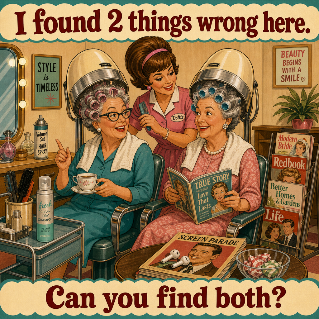 Two Things Are Wrong in This Old Beauty Salon: Answer