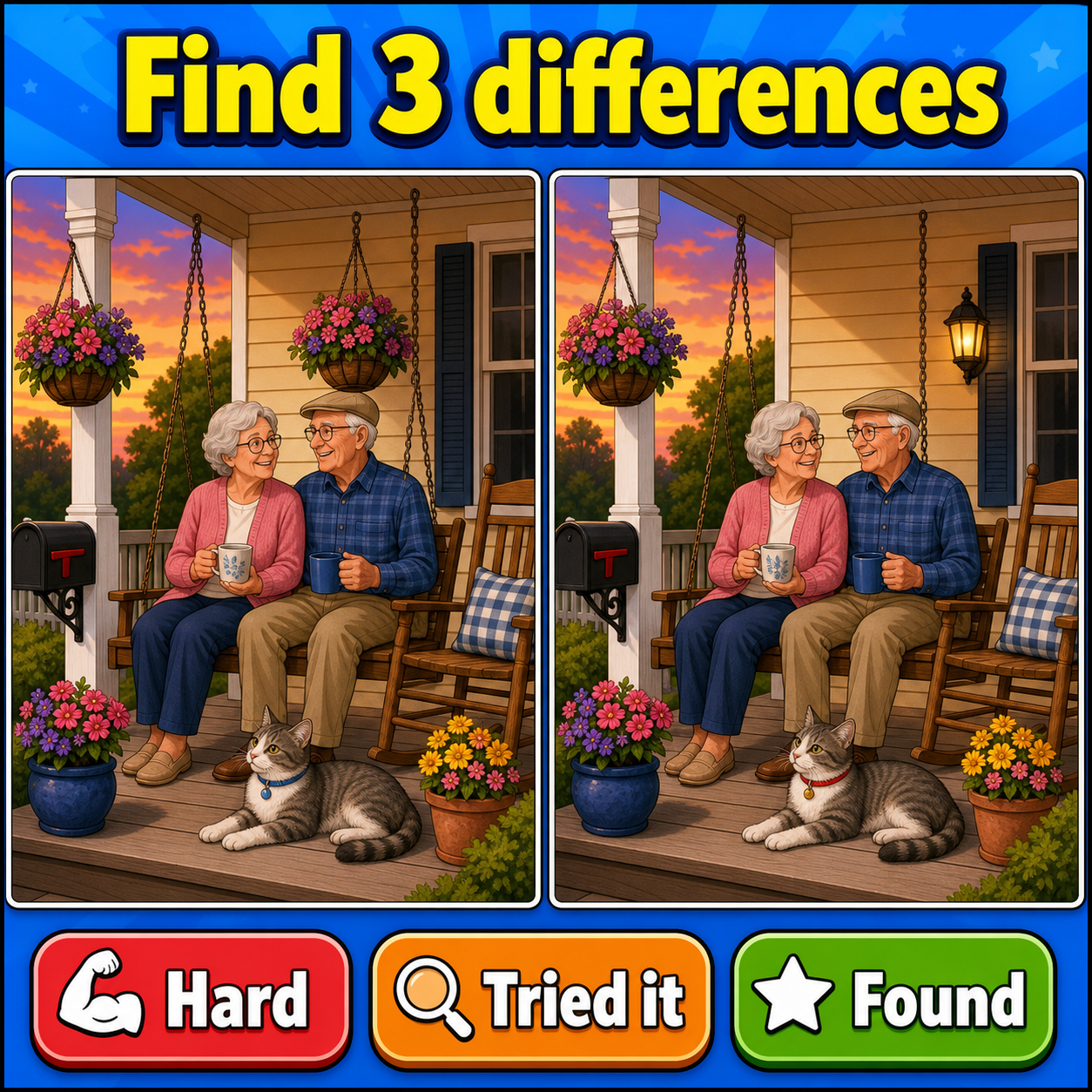 Find the 3 Differences: Front Porch Puzzle Answer