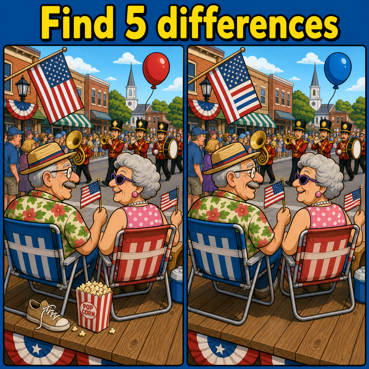 Find the 5 Differences: Small-Town Parade Puzzle Answer