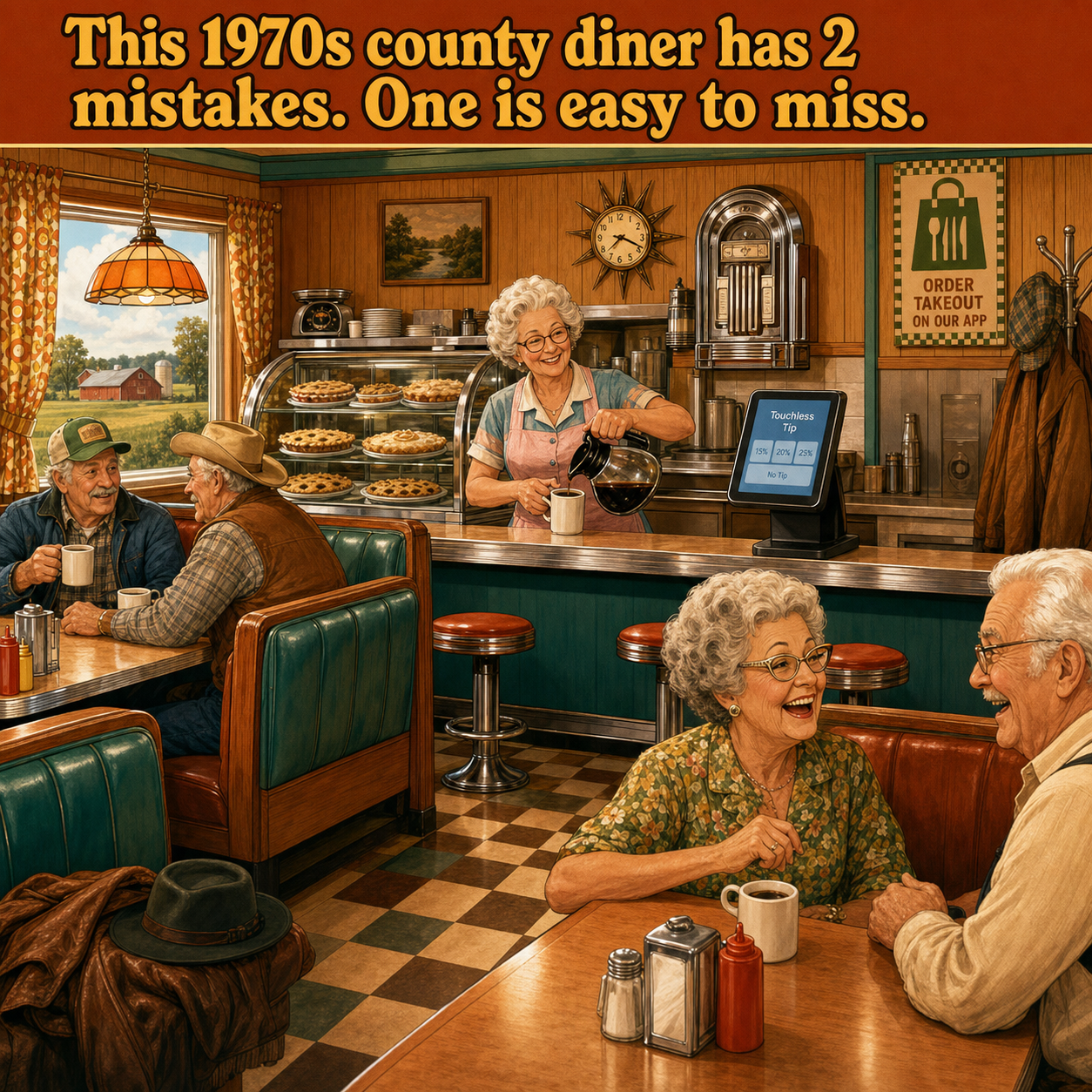 Two Things Are Wrong in This 1970s County Diner: Answer