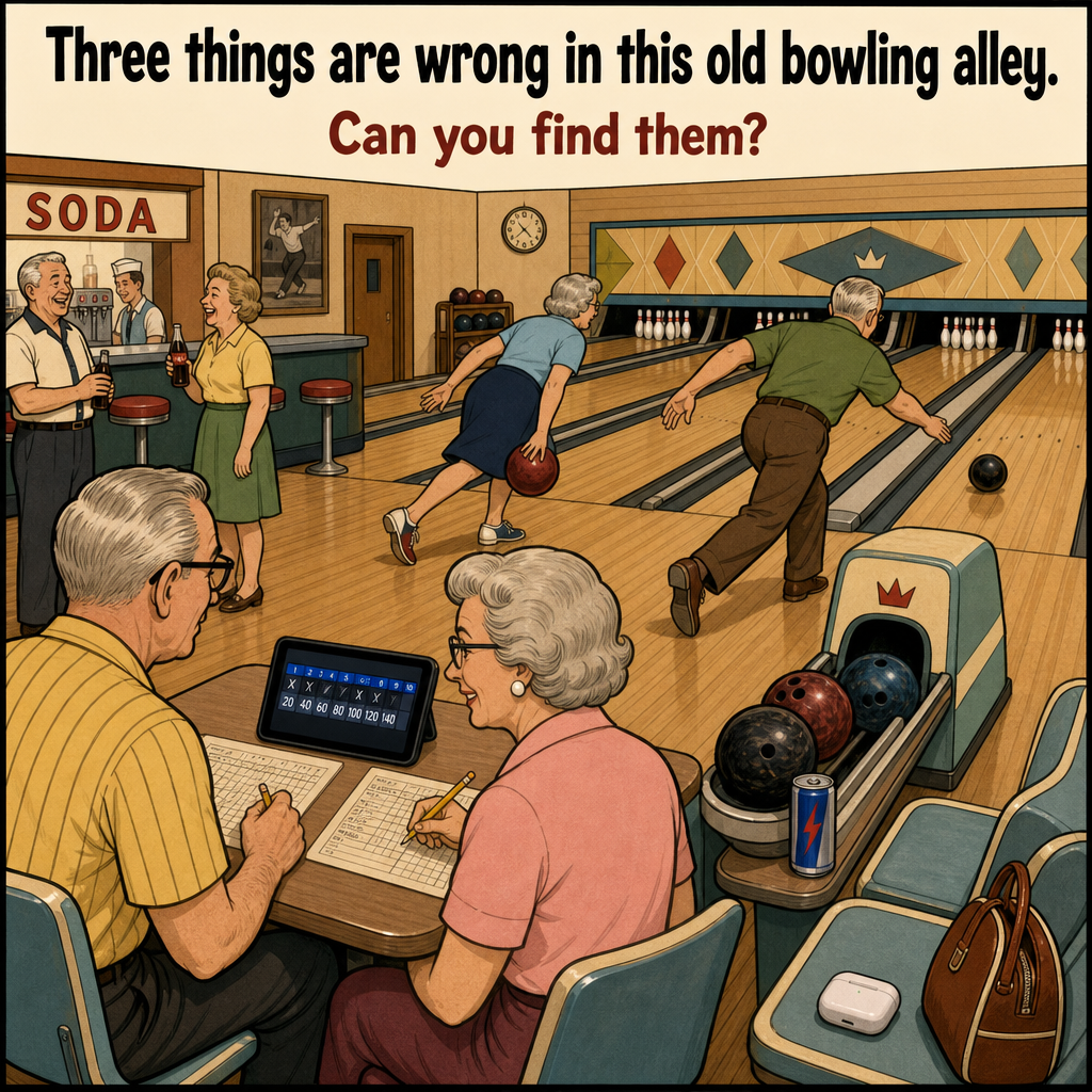 Three Things Are Wrong in This Old Bowling Alley: Answer