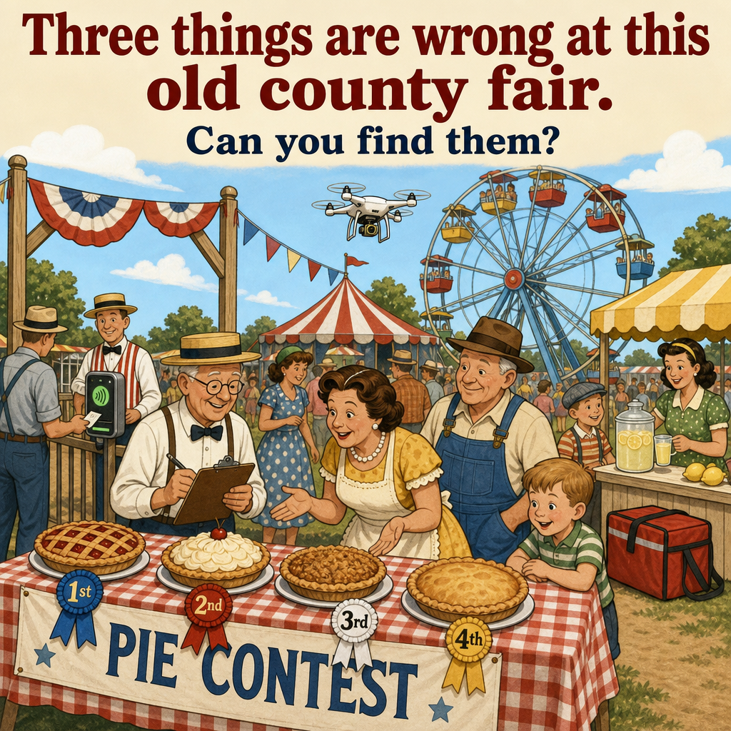 Three Things Are Wrong at This Old County Fair: Answer
