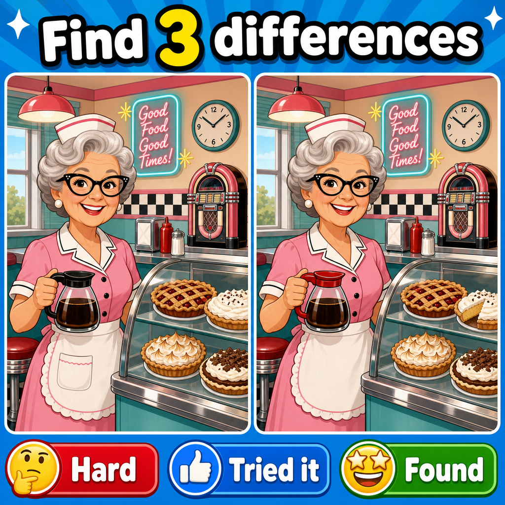 Find the 3 Differences: Diner Puzzle Answer