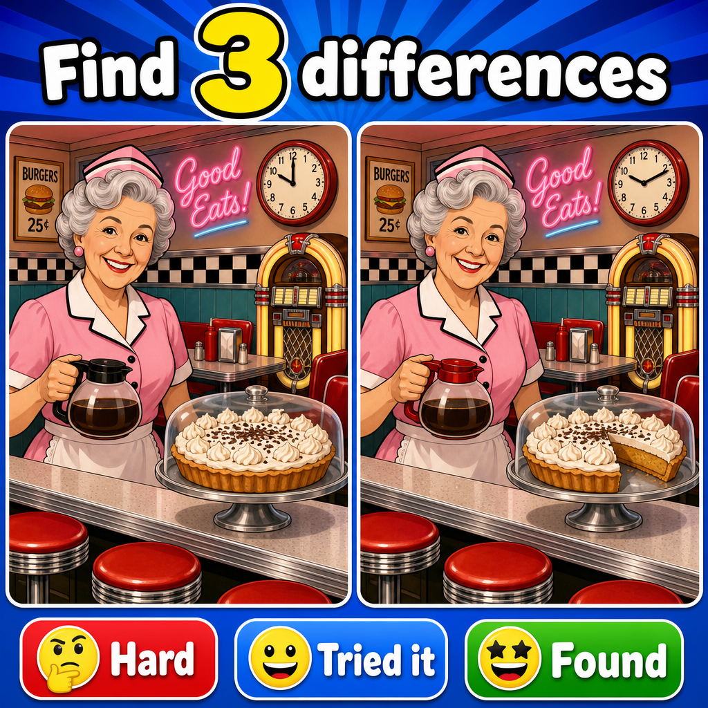 Find the 3 Differences: Diner Puzzle Answer